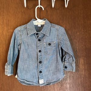 Denim gap button up shirt. Toddler boy size 18-24 months